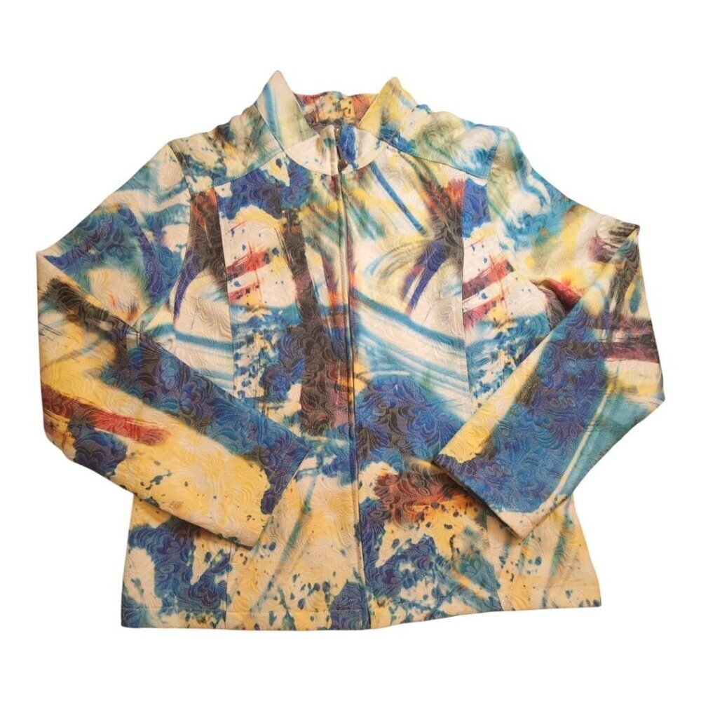 Kaktus Art to Wear‎ Jacket Womens XL Quilted Artsy Multicolor Abstract Print
